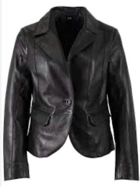Mauritius Megan Women's Black Leather Blazer Jacket Coat Sz Medium NWT NEW